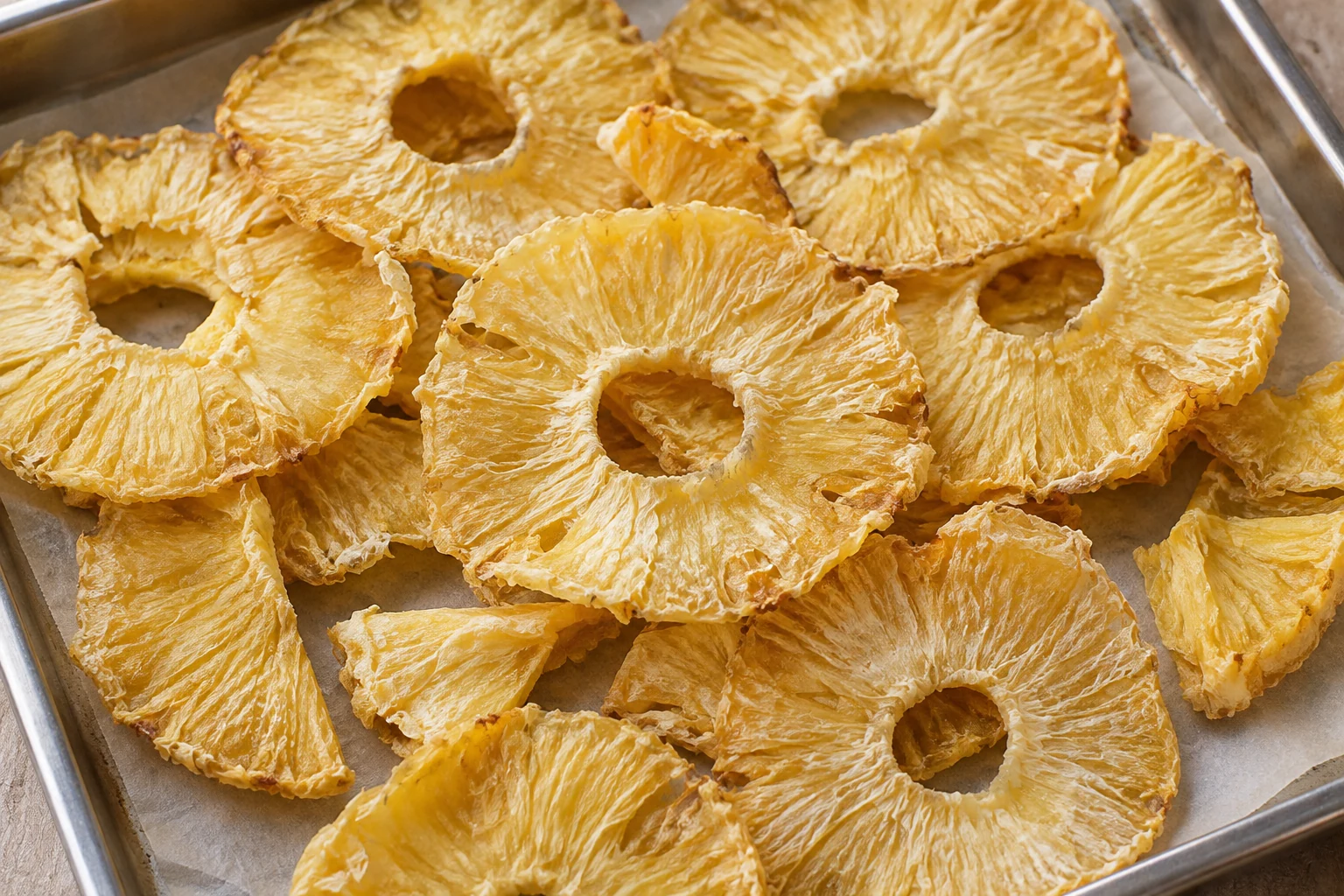 Kurutulmuş ananas ürününün yakından görünümü